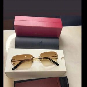 Brown / Gold squared designer luxury glasses unisex. NEW